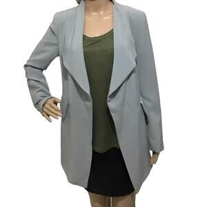 Zara Blue Grey Flowing Crepe Loose Blazer Jacket Size Small